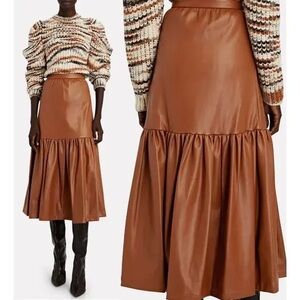 Staud Vegan Leather MIDI Skirt